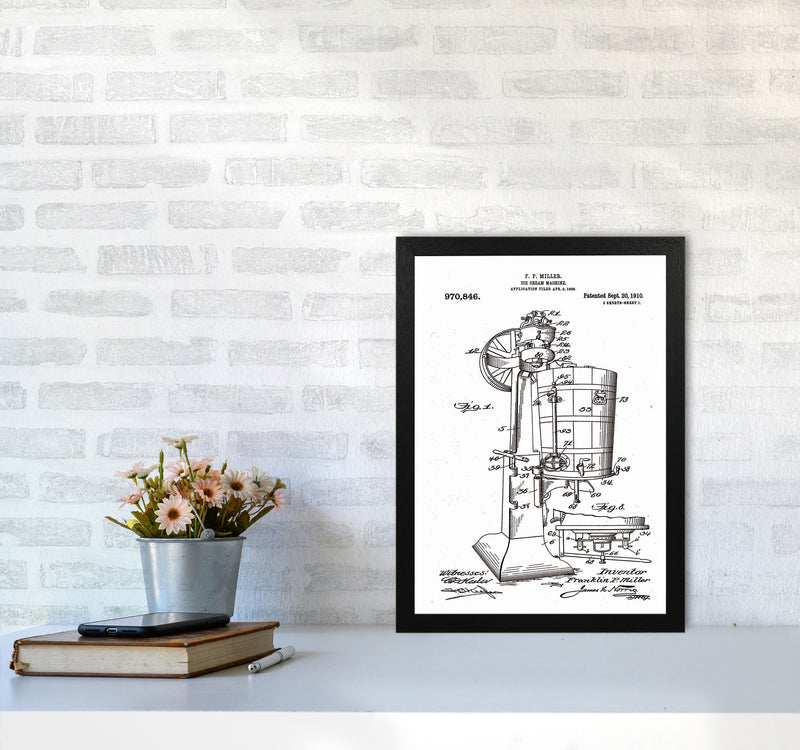 Ice Cream Machine Patent Art Print by Jason Stanley A3 White Frame