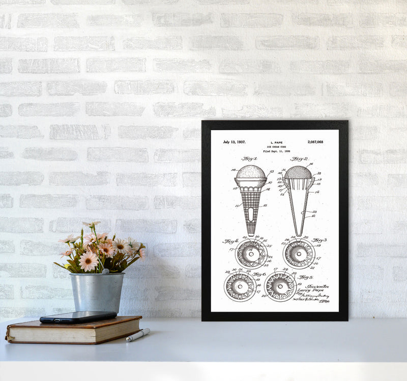 Ice Cream Cone Patent Art Print by Jason Stanley A3 White Frame