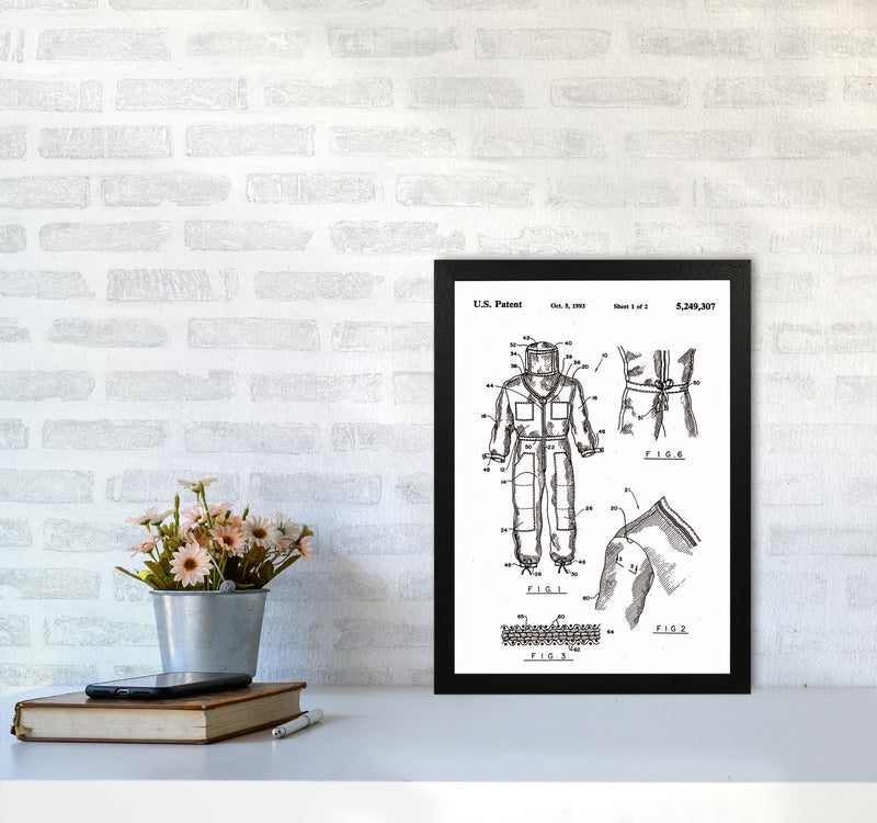 Bee Keeper Suit Patent Art Print by Jason Stanley A3 White Frame