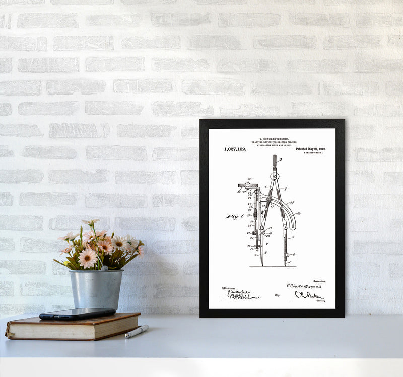 Drafting Device Patent Art Print by Jason Stanley A3 White Frame