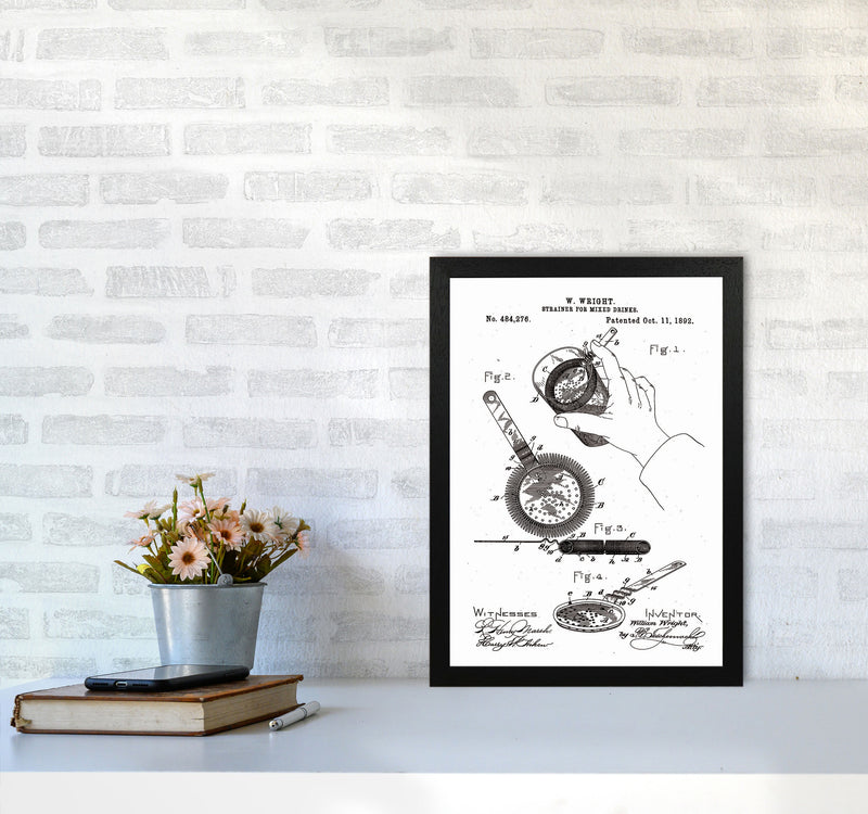 Drink Strainer Patent Art Print by Jason Stanley A3 White Frame
