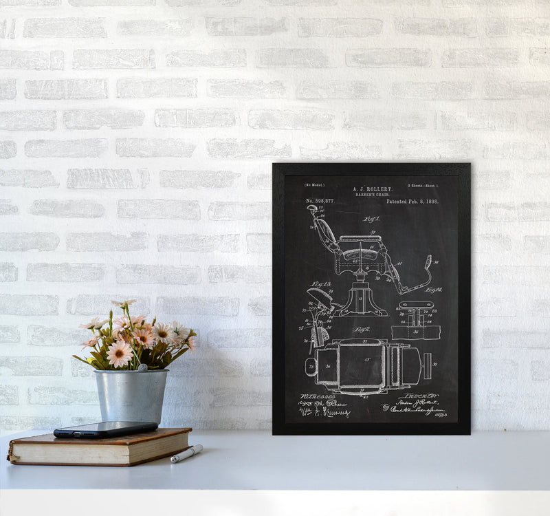 Barber's Chair Patent Art Print by Jason Stanley A3 White Frame