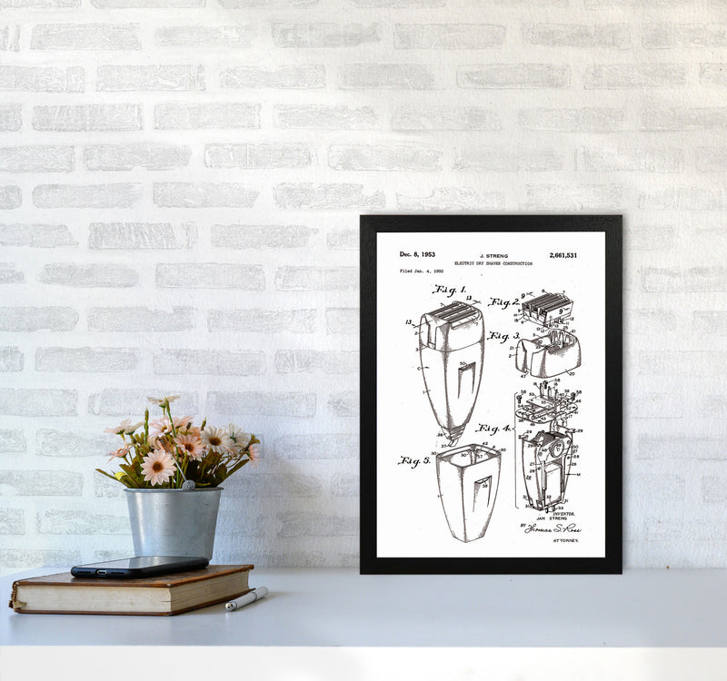 Electric Razor Patent Art Print by Jason Stanley A3 White Frame