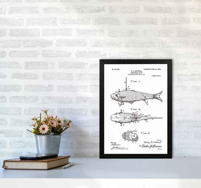 Fishing Lure Patent Art Print by Jason Stanley A3 White Frame