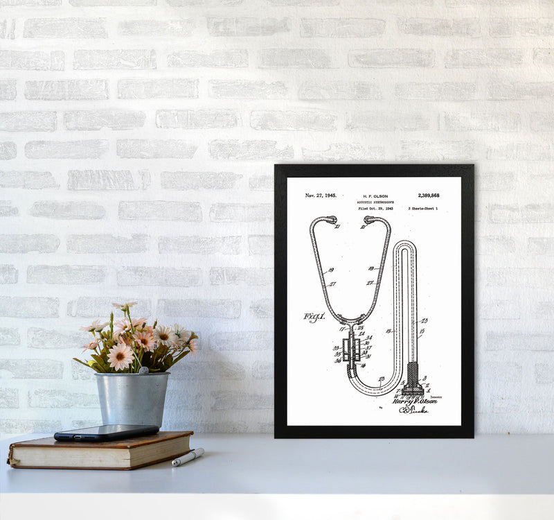 Stethoscope Patent Art Print by Jason Stanley A3 White Frame