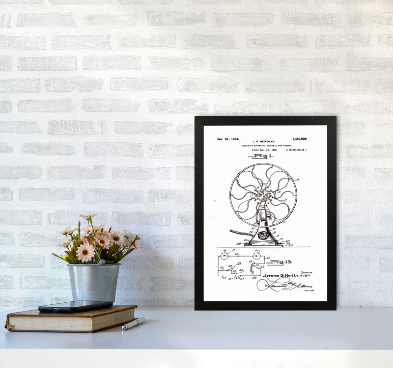 Electric Fan Patent Art Print by Jason Stanley A3 White Frame