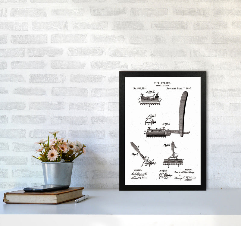 Safety Razor Patent Art Print by Jason Stanley A3 White Frame