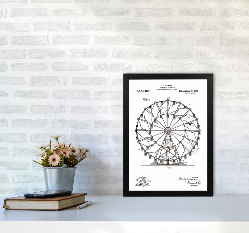 Ferris Wheel Patent Art Print by Jason Stanley A3 White Frame