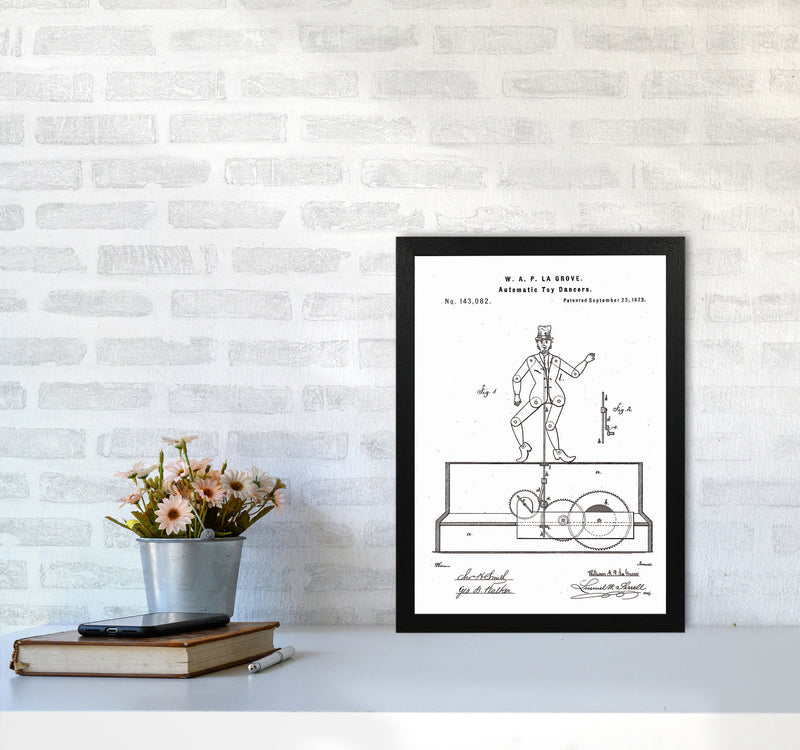 Toy Dancer Patent Art Print by Jason Stanley A3 White Frame