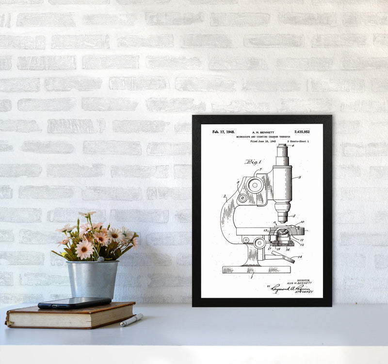 Microscope Patent Art Print by Jason Stanley A3 White Frame