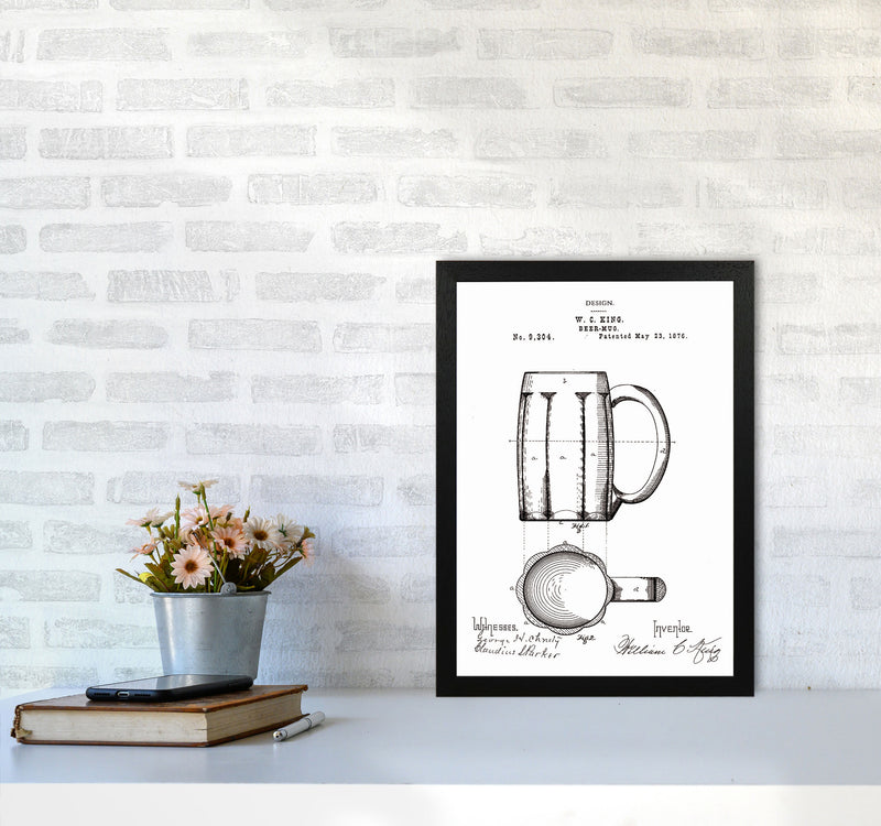 Beer Mug Patent 2 Art Print by Jason Stanley A3 White Frame