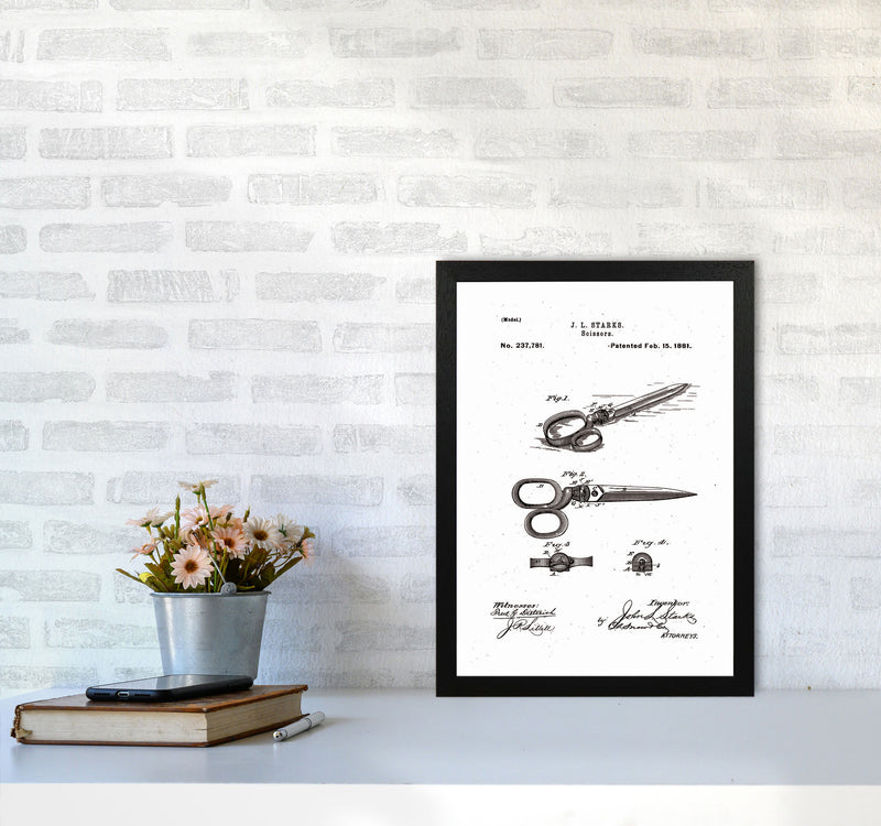 Scissors Patent Art Print by Jason Stanley A3 White Frame