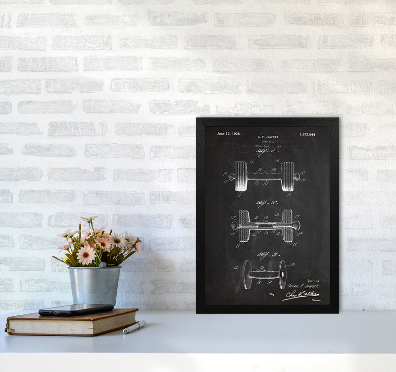 Dumbbell Patent Art Print by Jason Stanley A3 White Frame