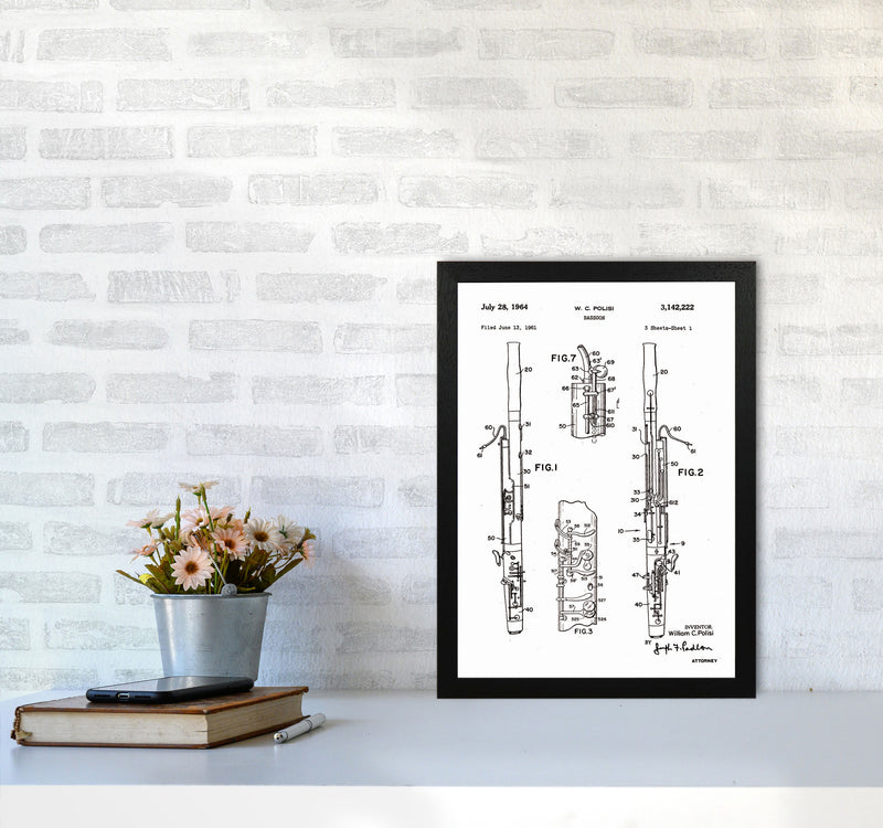 Bassoon Patent Art Print by Jason Stanley A3 White Frame