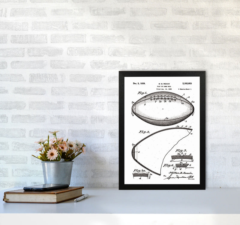 Football Patent Art Print by Jason Stanley A3 White Frame