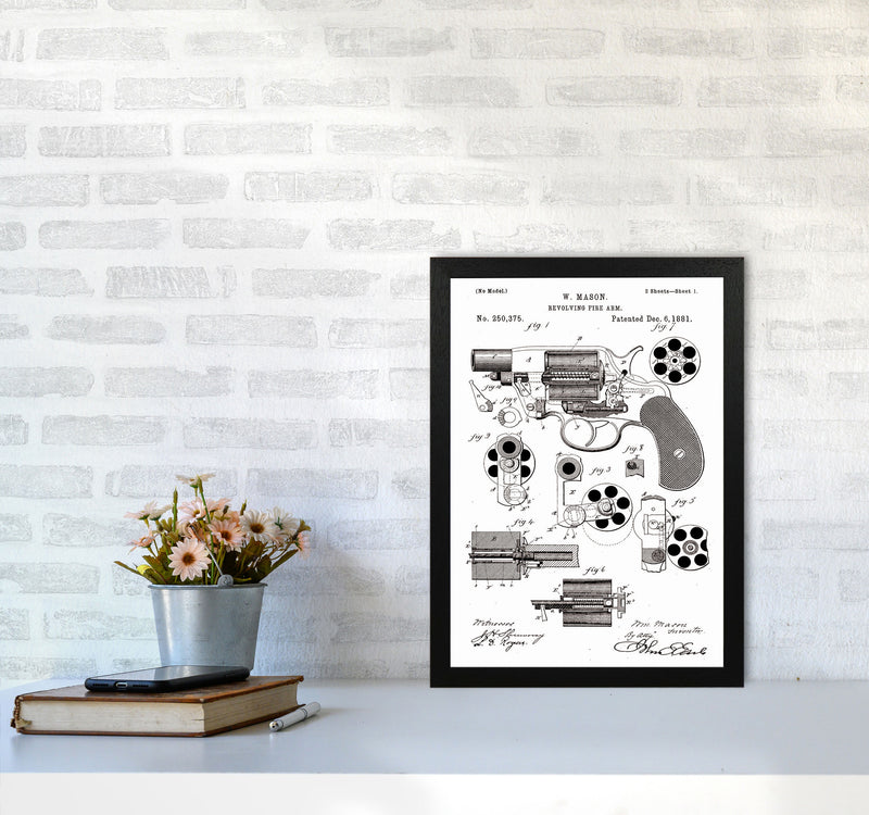 Hand Gun Patent Art Print by Jason Stanley A3 White Frame