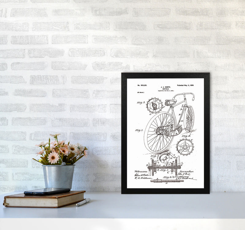 Bicycle Patent Art Print by Jason Stanley A3 White Frame