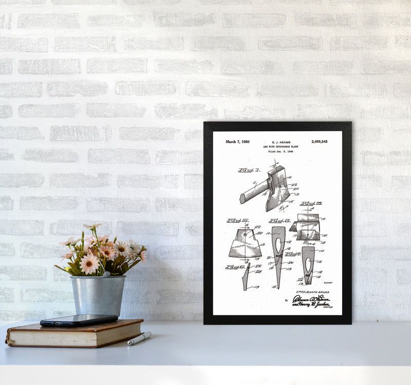 Axe Patent Art Print by Jason Stanley A3 White Frame