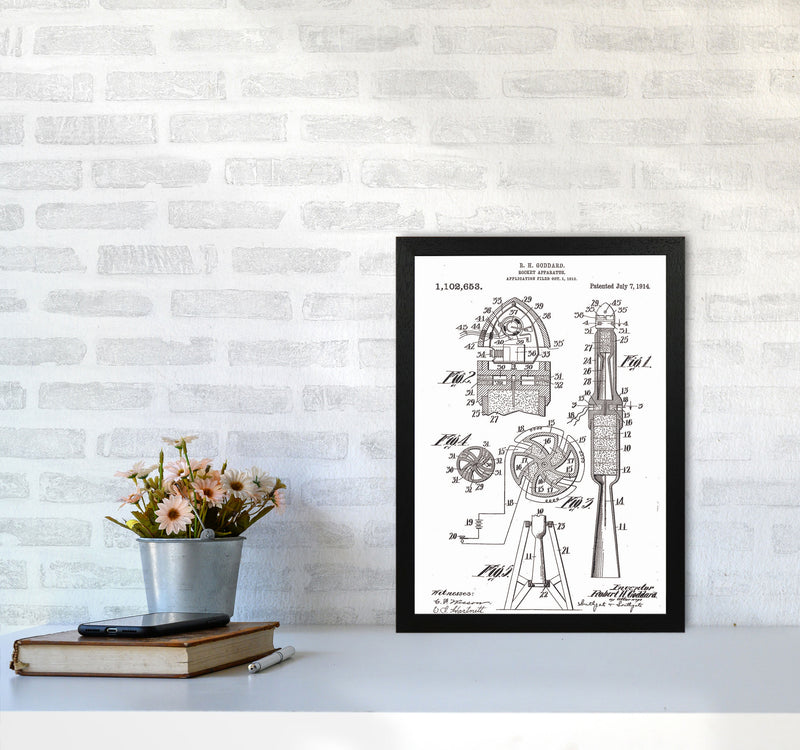 Rocket Patent Art Print by Jason Stanley A3 White Frame