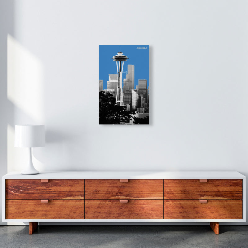 Halftone Seattle Blue Art Print by Jason Stanley A3 Canvas