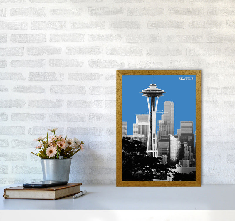 Halftone Seattle Blue Art Print by Jason Stanley A3 Print Only