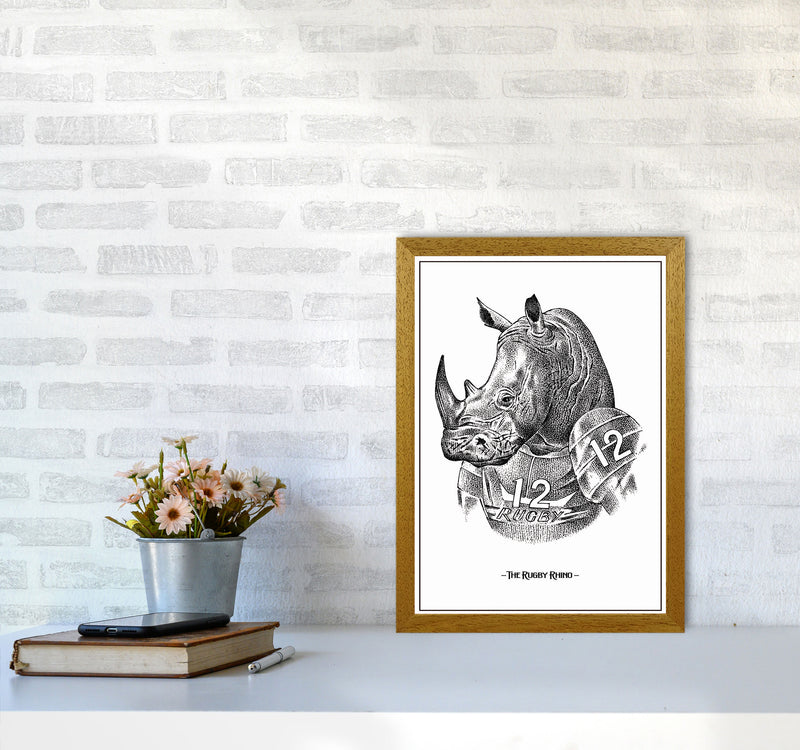 The Rugby Rhino Art Print by Jason Stanley A3 Print Only