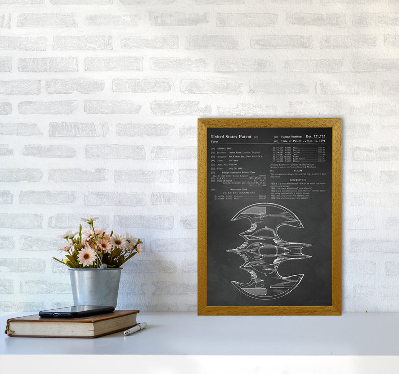 Batwing Patent Side View- Chalkboard Art Print by Jason Stanley A3 Print Only