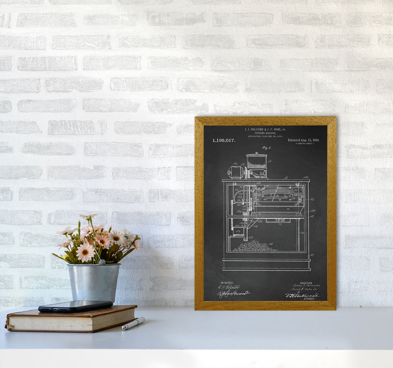 Popcorn Machine Patent- Chalkboard Art Print by Jason Stanley A3 Print Only