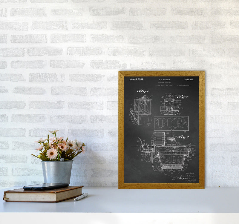 Popcorn Machine Patent 2-Chalkboard Art Print by Jason Stanley A3 Print Only
