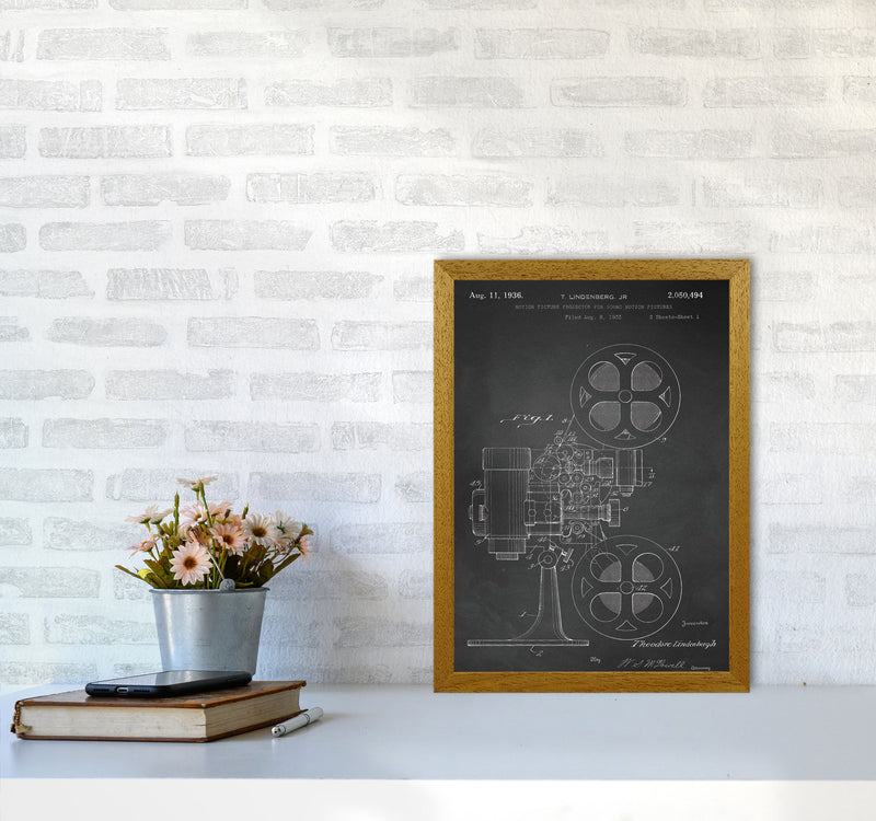 Motion Picture Projector Patent-Chalkboard Art Print by Jason Stanley A3 Print Only