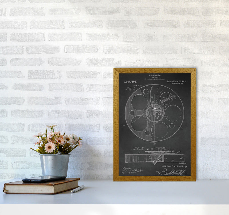 Film Reel Patent-Chalkboard Art Print by Jason Stanley A3 Print Only