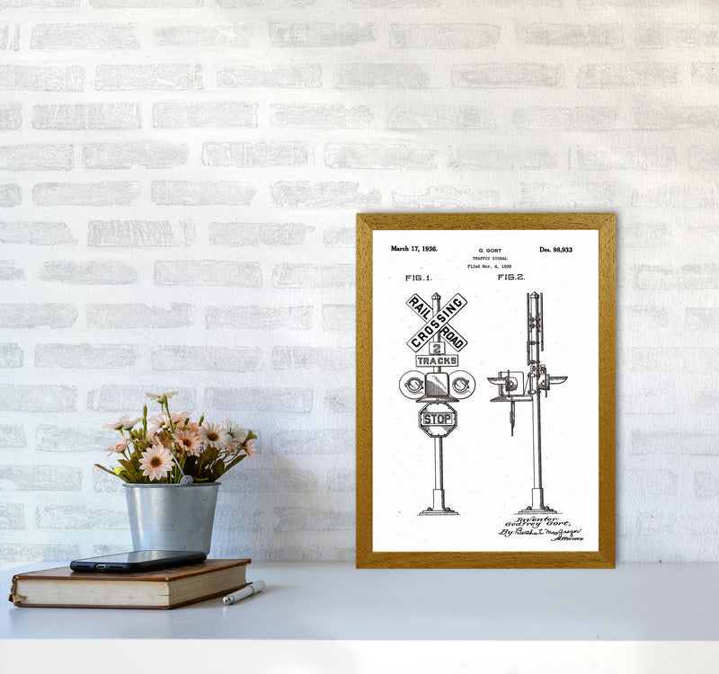 Rail Road Crossing Sign Patent Art Print by Jason Stanley A3 Print Only