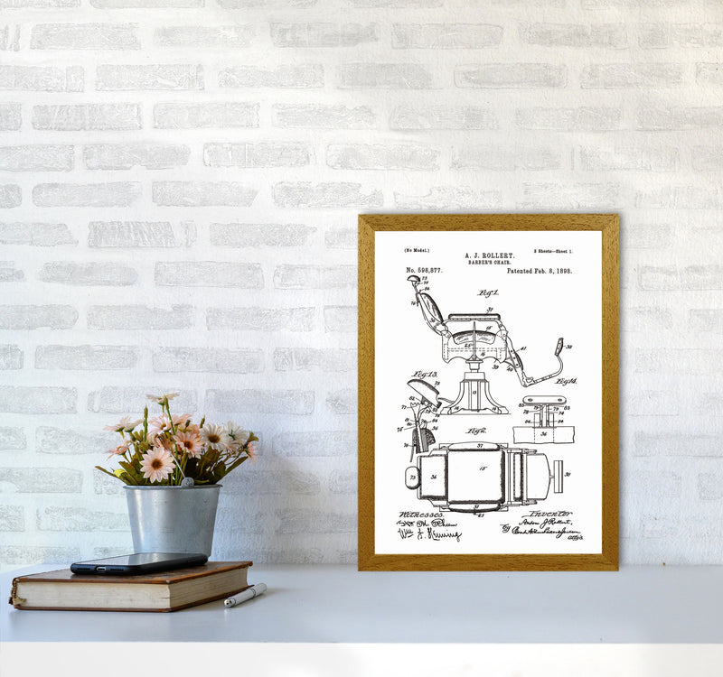 Barber Chair Patent Art Print by Jason Stanley A3 Print Only