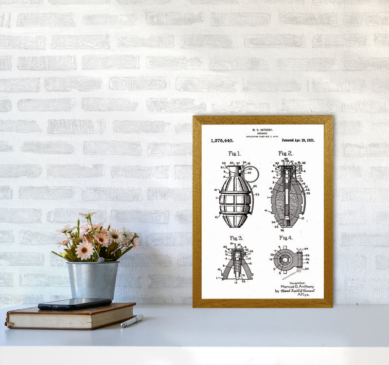 Grenade Patent Art Print by Jason Stanley A3 Print Only