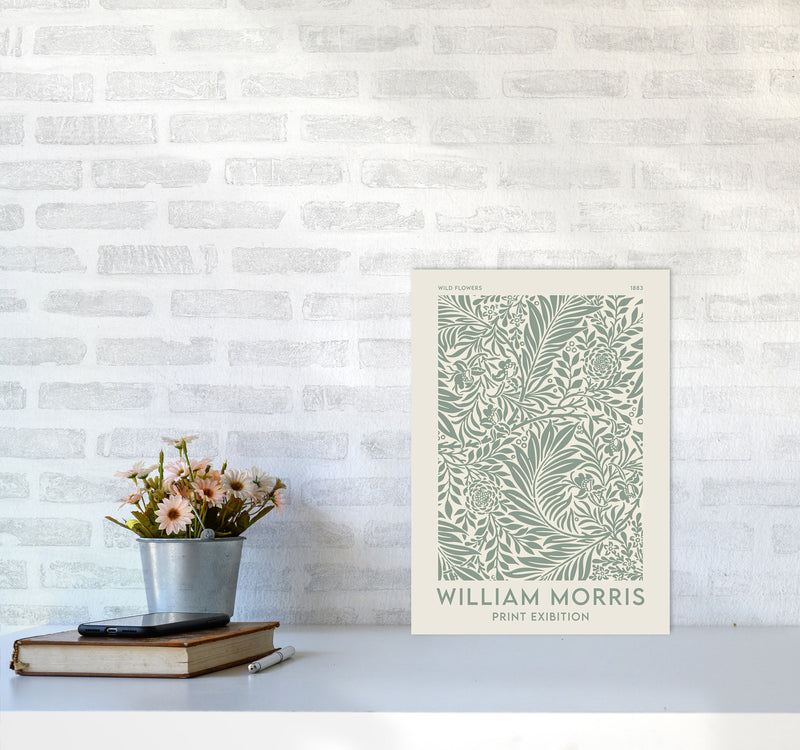 William Morris- Green Wild Flowers Art Print by Jason Stanley A3 Black Frame