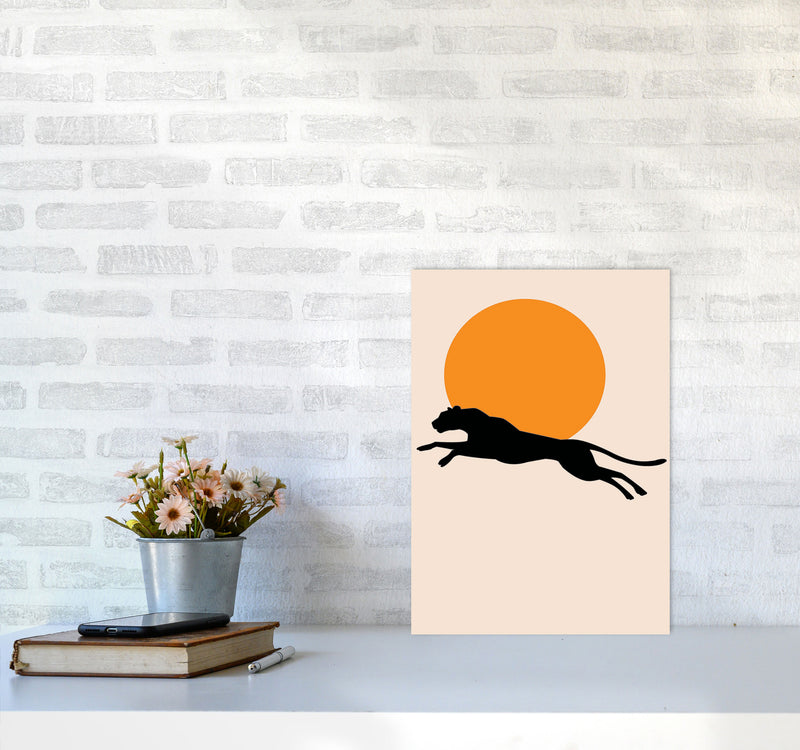 Leaping Leopard Sun Poster Art Print by Jason Stanley A3 Black Frame