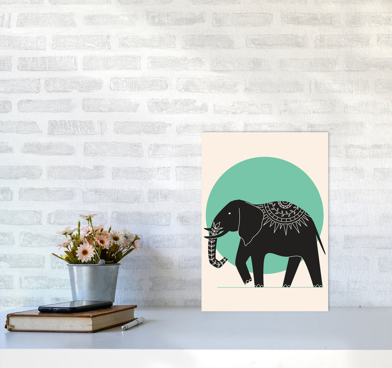 Elephant Green Moonlight Art Print by Jason Stanley A3 Black Frame