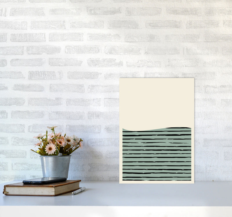 Green Minimal Midcentury Art Print by Jason Stanley A3 Black Frame