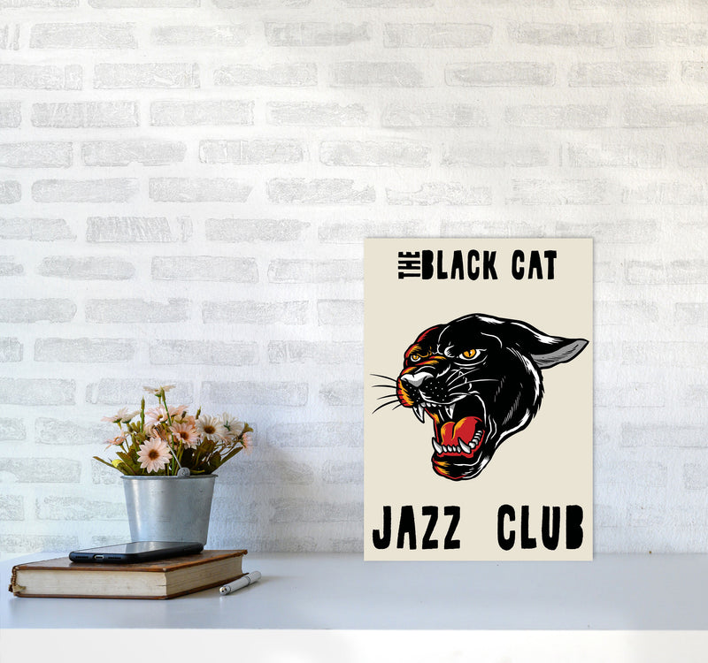 The Black Cat Jazz Club Art Print by Jason Stanley A3 Black Frame