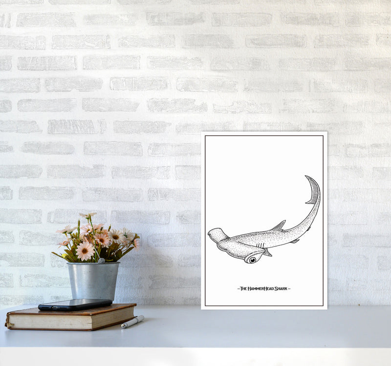 The Hammerhead Shark Art Print by Jason Stanley A3 Black Frame