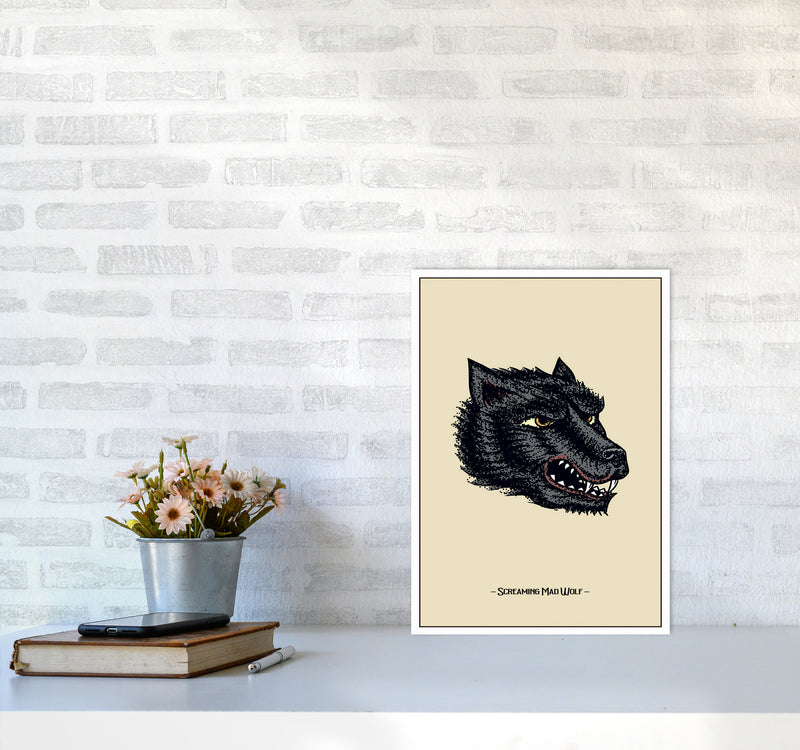 Screaming Mad Wolf Art Print by Jason Stanley A3 Black Frame