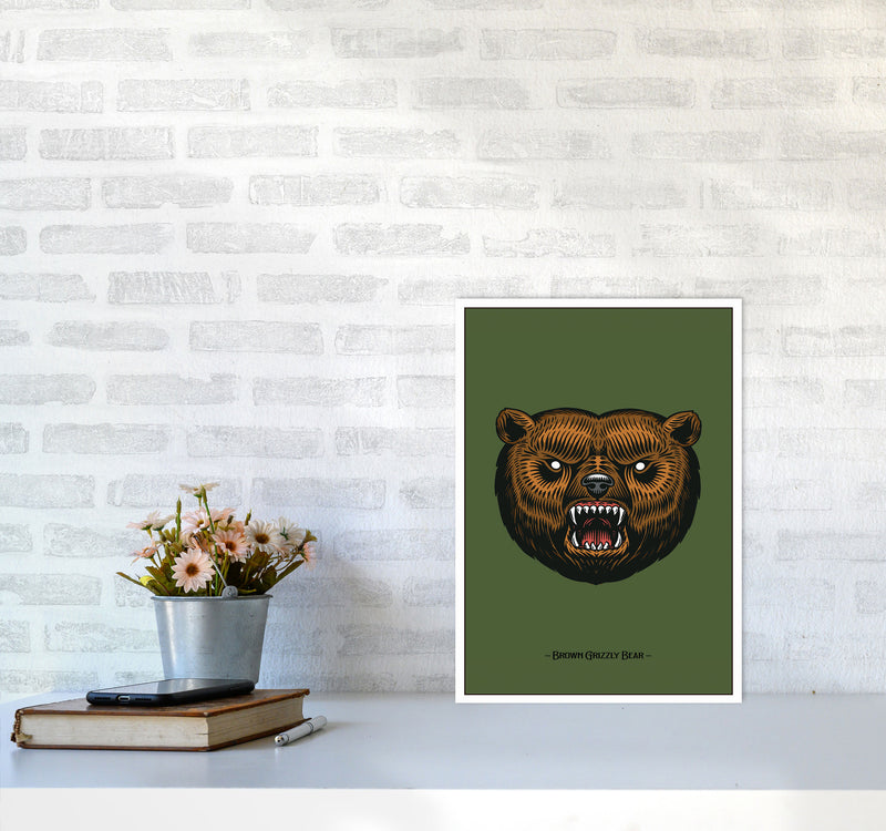 Brown Grizzly Bear Art Print by Jason Stanley A3 Black Frame