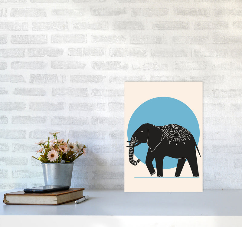 Elephant Moonlight Art Print by Jason Stanley A3 Black Frame