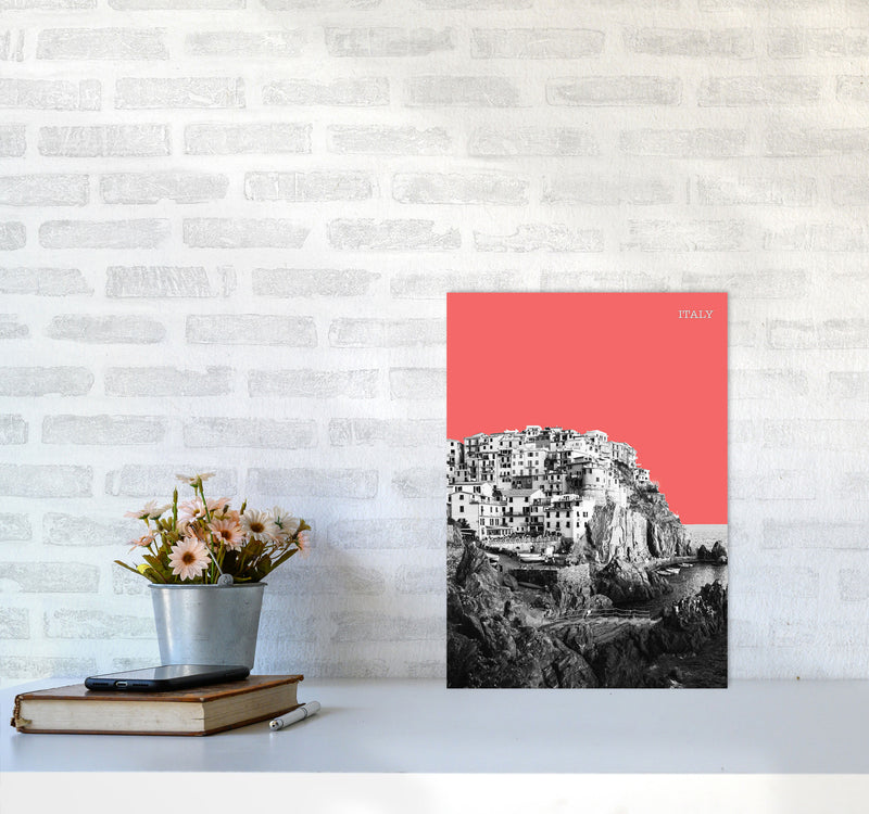 Halftone Italy Red Art Print by Jason Stanley A3 Black Frame