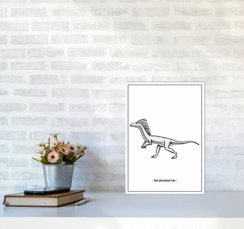 The Velociraptor Art Print by Jason Stanley A3 Black Frame