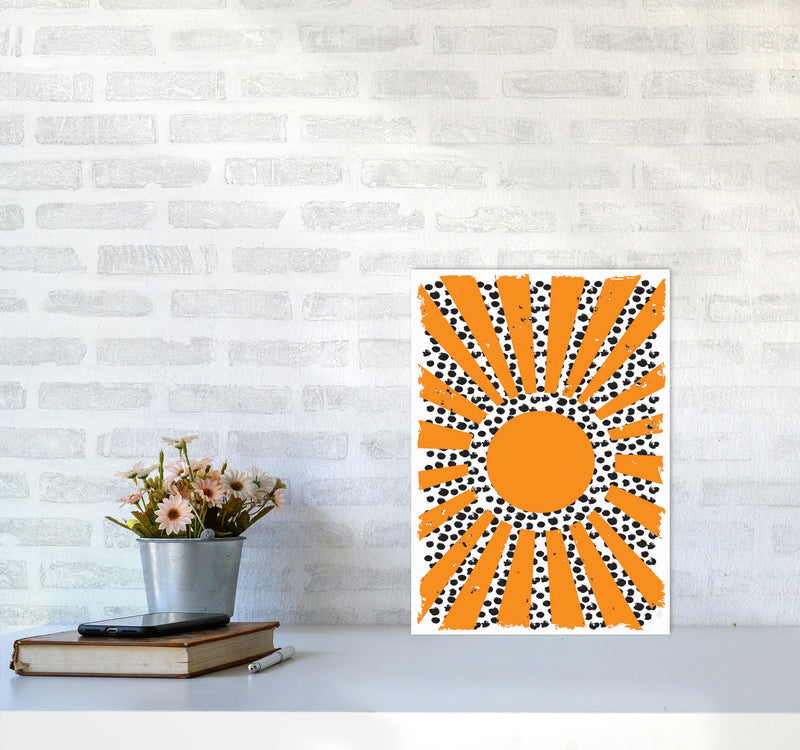 70's Inspired Sun Art Print by Jason Stanley A3 Black Frame
