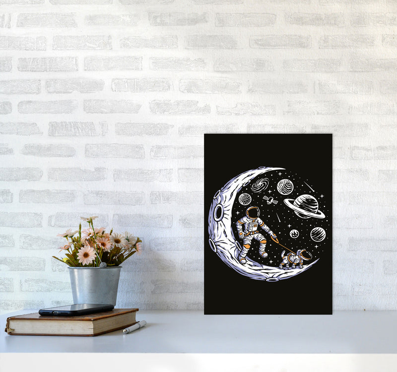 Doggie Moon Walks Art Print by Jason Stanley A3 Black Frame