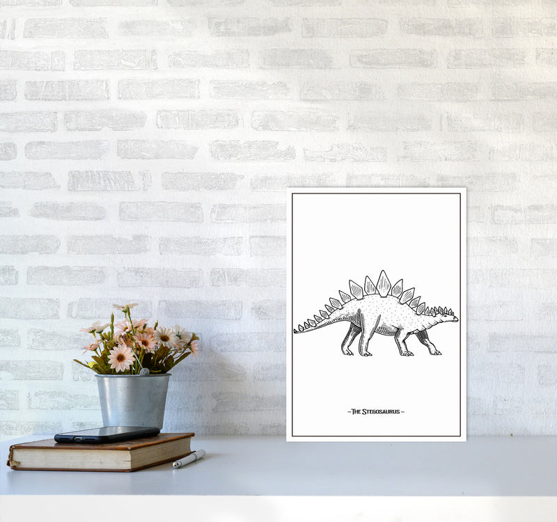 The Stegosaurus Art Print by Jason Stanley A3 Black Frame