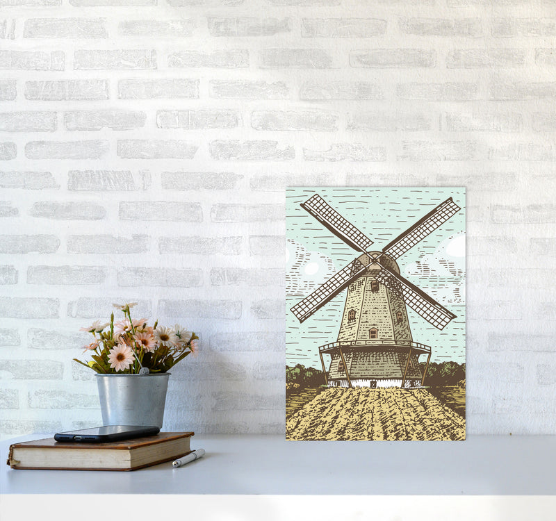 Vintage Windmill Art Print by Jason Stanley A3 Black Frame