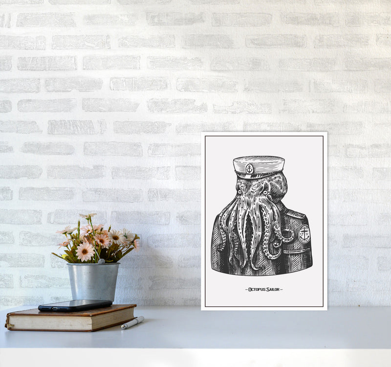 Octopus Sailor Art Print by Jason Stanley A3 Black Frame